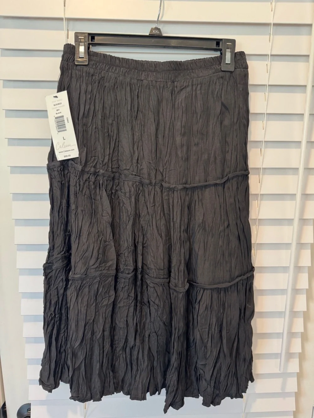 NWT‎ Calessa Tiered Crinkle Texture Midi Women's Large Skirt Flowy Lightweight.